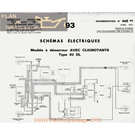 Motobecane Demarreur Clignotants 93 Dl Schemas Electrique 1971 Note Tech Num 468bis