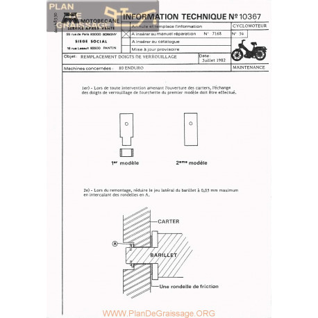 Motobecane Doigts Verrouillage 80 Enduro 1982 Note Tech Num 10367