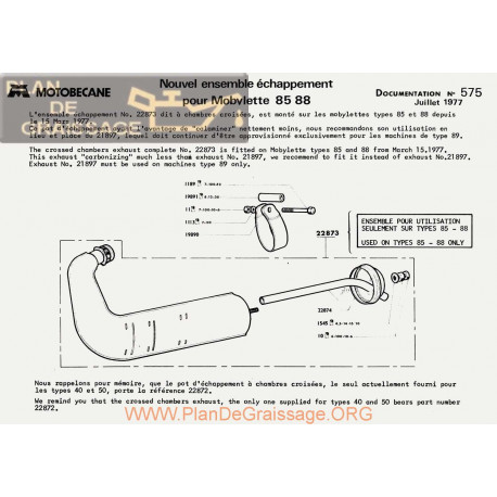 Motobecane Echappement 85 88 1977 Note Tech Num 575