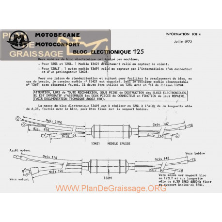 Motobecane Electronique 125 1972 Note Tech Num 10114
