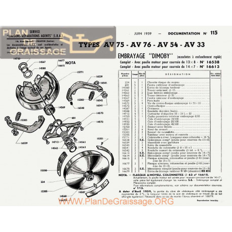 Motobecane Embrayage Dimoby 1959 Note Tech Num 115