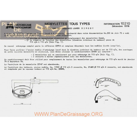 Motobecane Embrayage Loudrs Dimoby 1976 Note Tech Num 10210