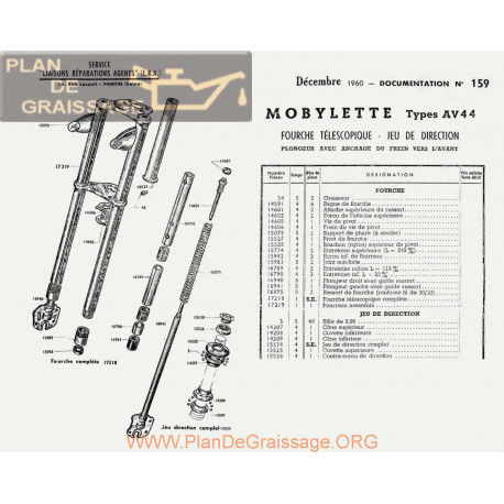 Motobecane Fourche Telescopique Av 44 1960 Note Tech Num 159