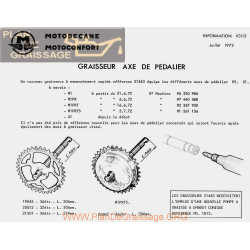 Motobecane Graisseur Axe Pedalier 1972 Note Tech Num 10113