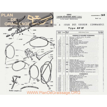 Motobecane Guidon Av 87 1960 Note Tech Num 140