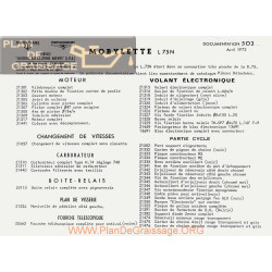 Motobecane Liste Pieces Detachees L 75 N 1972 Note Tech Num 503