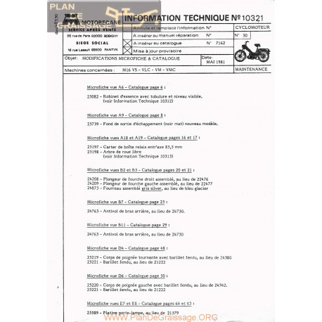 Motobecane Microfiche M16 Vlc Vmc 1981 Note Tech Num 10321