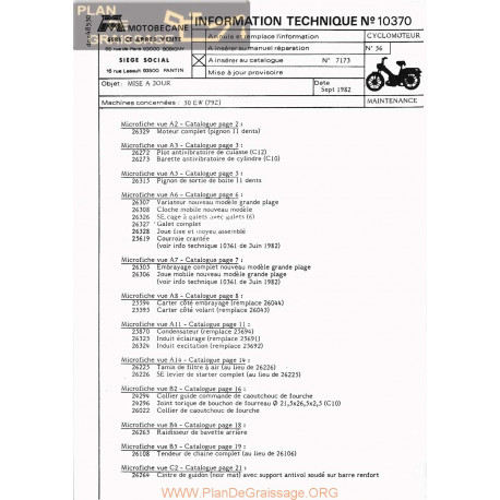 Motobecane Mise A Jour 50 E 79z 1982 Note Tech Num 10370