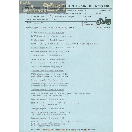 Motobecane Mise A Jour 50 Ew Kick 1984 Note Tech Num 10388