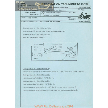 Motobecane Mise A Jour 50 Ew Kick 1984 Note Tech Num 10392