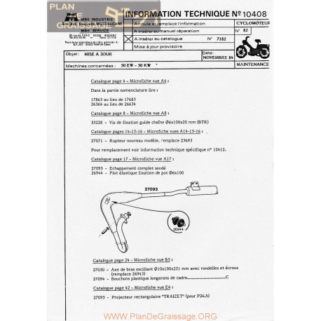 Motobecane Mise A Jour 50 Ew Kw 1984 Note Tech Num 10408