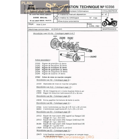 Motobecane Mise A Jour 80 Enduro 1982 Note Tech Num 10356