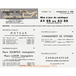 Motobecane Mise A Jour Catalogue Av Au 88 1963 Note Tech Num 232