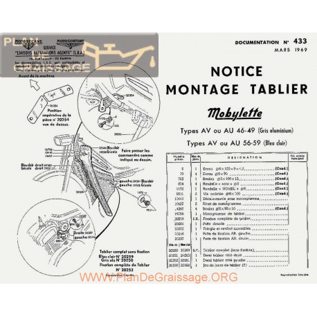 Motobecane Montage Tablier Av Au 46 49 56 59 1969 Note Tech Num 433
