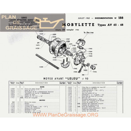 Motobecane Moyeu Av 65 68 1962 Note Tech Num 188