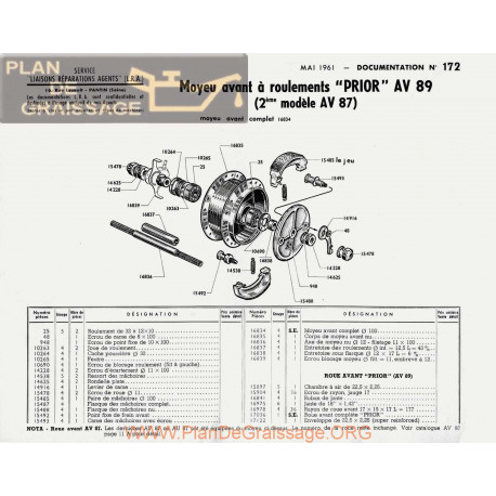 Motobecane Moyeu Av Prior 89 87 1961 Note Tech Num 172