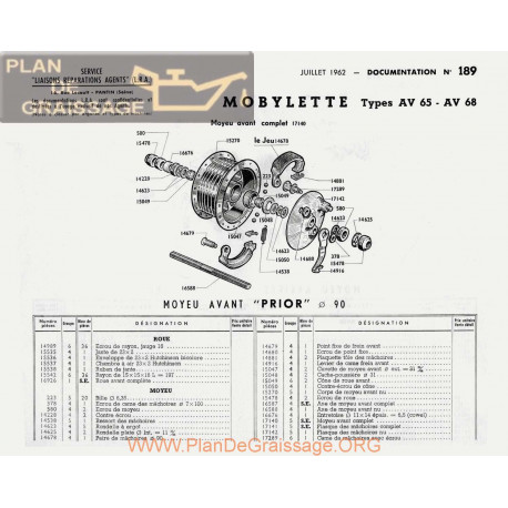 Motobecane Moyeu Prior 90 Av 65 68 1962 Note Tech Num 189