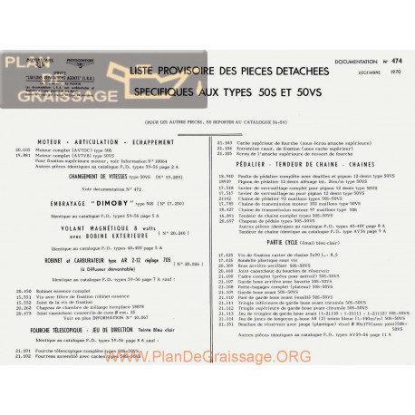 Motobecane Pieces Detachees 50s Vs 1970 Note Tech Num 474