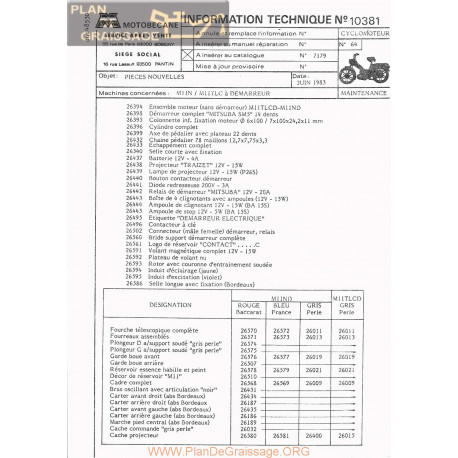 Motobecane Pieces Nouvelles M11 Tlc Demarreur 1983 Note Tech Num 10381