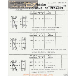 Motobecane Pignons Pedalier 1961 Note Tech Num 183