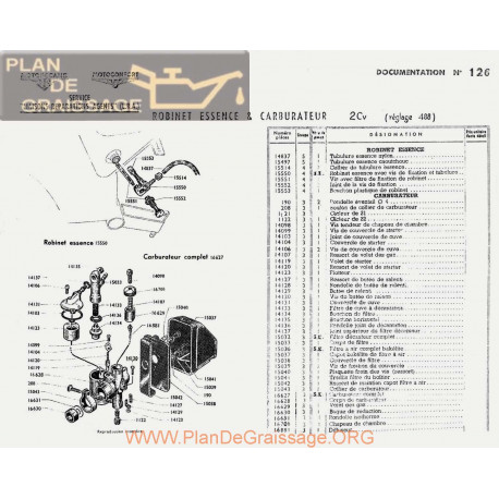 Motobecane Robinet Essence Carburateur 2cv Note Tech Num 126