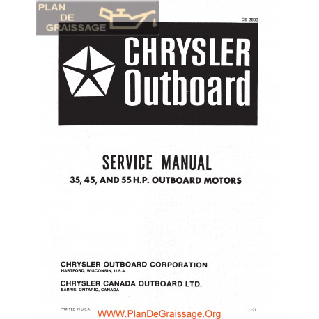 Chrysler Outboard 35 45 55 Hp 1977 Service Repair Manual