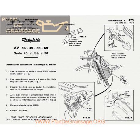 Motobecane Tablier Av 46 49 56 59 1970 Note Tech Num 473