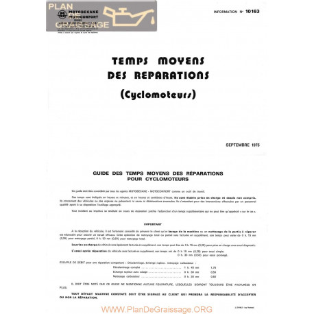 Motobecane Temps Reparation Cyclomoteur 1975 Note Tech Num 10163