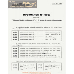 Motobecane Vilebrequins 1963 Note Tech Num 10023