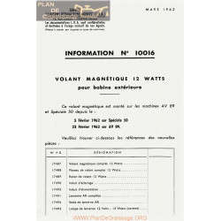 Motobecane Volant Magnetique 12 Watts 1962 Note Tech Num 10016