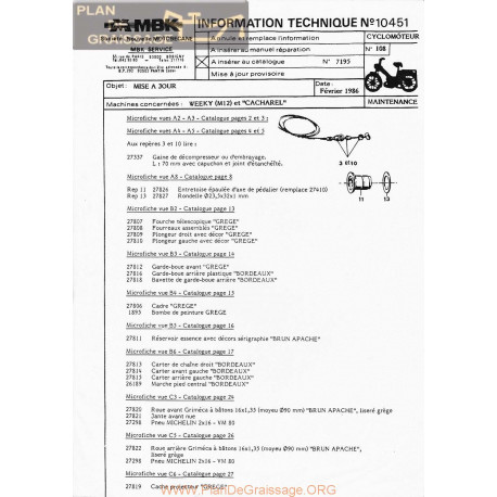 Motobecane Weeky M12 Cacharel 1986 Note Tech Num 10451