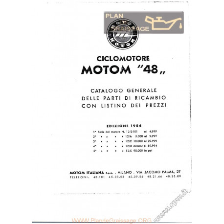 Motom Motom 48 Cat Ricambi Del 1954