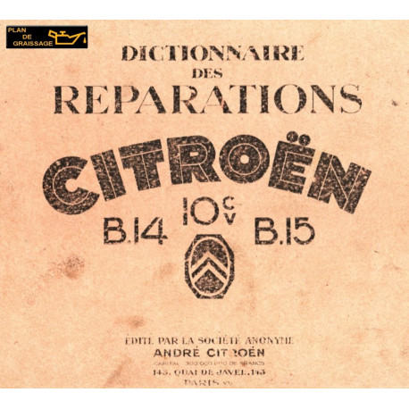 Citroen 10cv B14 B15 Dictionnaire Reparations