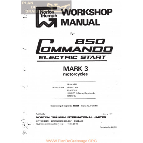 Norton 850 Mark 3 Commando Workshop Manual