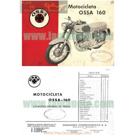 Ossa 160 Catalogo General De Piezas