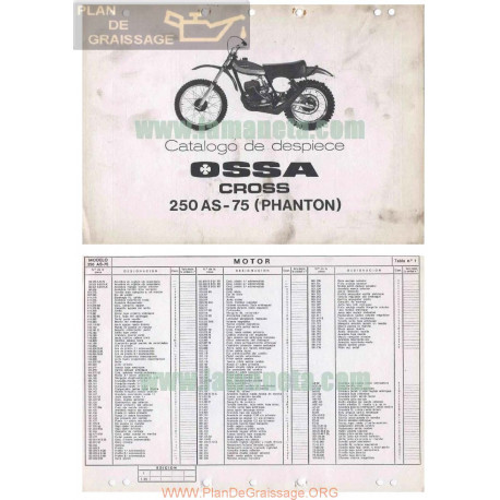 Ossa Phanton 250 As 75 Catalogo De Despiece