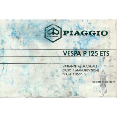 Piaggio Vespa P125 Ets Operation Maintenance IT