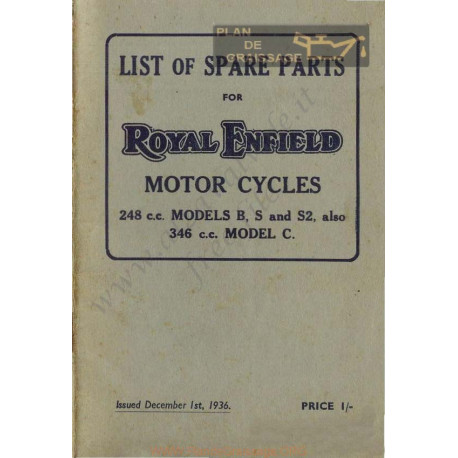 Royal Enfield 1936 Model B S S2 248cc Model C 348 Spare Part