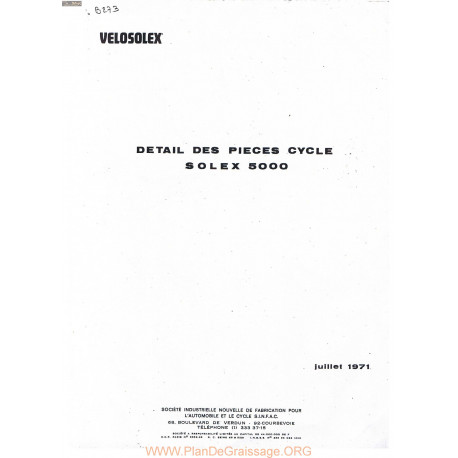 Solex Velosolex 5000 Nomenclature Cadre