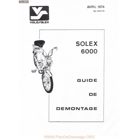 Solex Velosolex 60000g Uide De Montage 1974