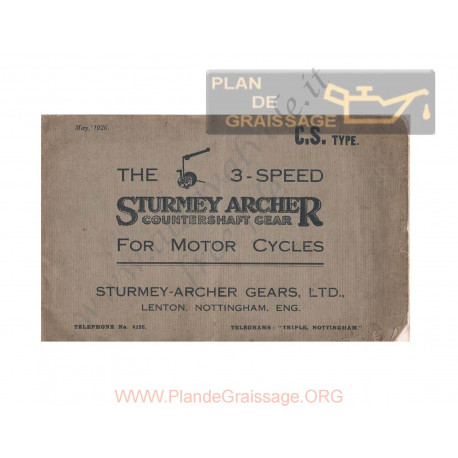 Sturmey Archer Brochure 3 Speed Gearbox Cs Type 1926