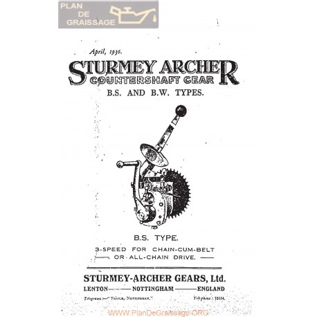 Sturmey Archer Caja Cambio Type B S Y B W Lista De Repuesto E Instrucciones 1930 Ingles