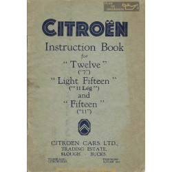 Citroen 7cv 11cv 15cv Instruction Book 1938