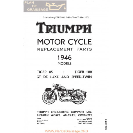 Triumph 1946 Tiger 85 100 3t De Luxe And Speed Twin
