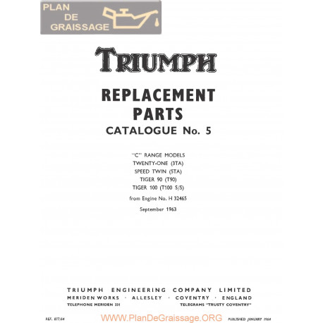 Triumph 350 500 Unit Twins 1964 Parts Book Export