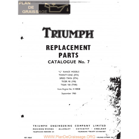 Triumph 350 500 Unit Twins 1966 Parts Book Export