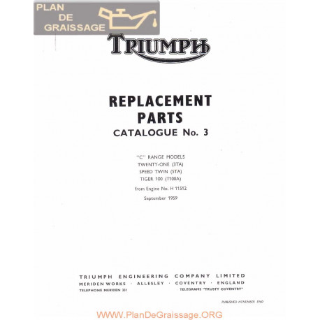 Triumph 3ta 5ta Parts Book 1960