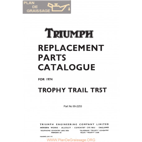 Triumph 500 Tr5t 1974 Parts Book Export