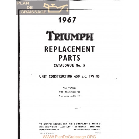 Triumph 650 Unit Twins 1967 All Models Export