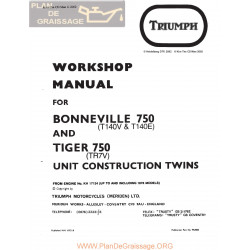 Triumph Bonneville 750 Mod T 140v Y T 140e Manual Taller